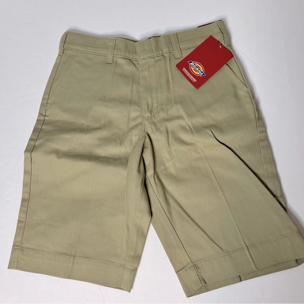 Dickies Girls Stretch Bermuda Shorts Classic Fit Desert Sand Size 12 New!